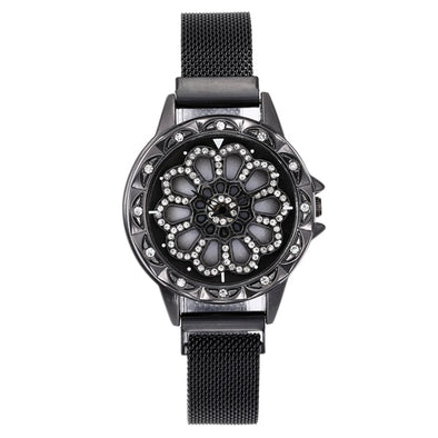 360 Degree Rotation Women Mesh Magnet Buckle Starry Sky Watch Luxury Fashion Ladies Geometric Quartz Watch Relogio Feminino
