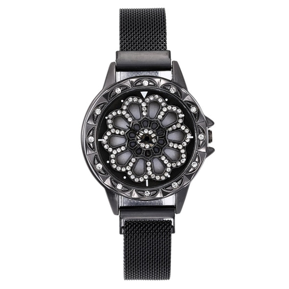 360 Degree Rotation Women Mesh Magnet Buckle Starry Sky Watch Luxury Fashion Ladies Geometric Quartz Watch Relogio Feminino