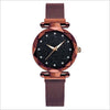 Luxury Women Watch Fashion Elegant Magnet Buckle Vibrato Purple Ladies Wristwatch Starry Sky Roman Numeral Gift Clock