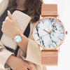 Mode or Rose maille bande créative marbre femme montre-bracelet de luxe femmes montres à Quartz cadeaux Relogio Feminino livraison directe
