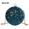 2020Starry sky Circular Fashion Suede Shoulder Bag Chain belt Women's Crossbody Messenger Bags Ladies Purse Female Round Handbag