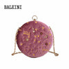 2020Starry sky Circular Fashion Suede Shoulder Bag Chain belt Women's Crossbody Messenger Bags Ladies Purse Female Round Handbag