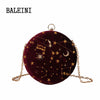 2020Starry sky Circular Fashion Suede Shoulder Bag Chain belt Women's Crossbody Messenger Bags Ladies Purse Female Round Handbag
