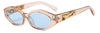 SHAUNA Diamond Sharp Fashion Metal Jumping Cheetah Decoration Fashion Women Small Cat Eye Sunglasses