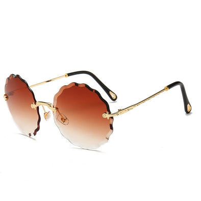 2019 Luxury Round Sunglasses Women Brand Designer Rimless Sun Glasses for Female Tint Fashion Rosie Eyewear